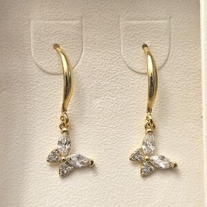 Lovisa Goldplated STERLING SILVER Butterfly Dangle Hook Earrings Cubic Zirconia